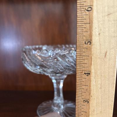 LOT 100: Elegant Cut Crystal Collection: Cornucopia, Compote Dish and Ashtrays