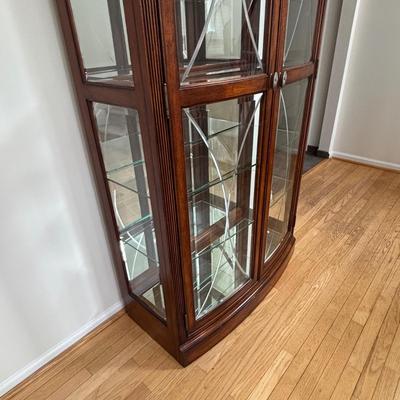 LOT 104: Curio Cabinet with Touch Light, Etched & Beveled Glass Features