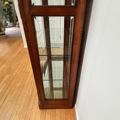 LOT 104: Curio Cabinet with Touch Light, Etched & Beveled Glass Features