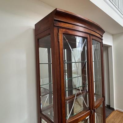LOT 104: Curio Cabinet with Touch Light, Etched & Beveled Glass Features