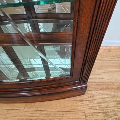LOT 104: Curio Cabinet with Touch Light, Etched & Beveled Glass Features