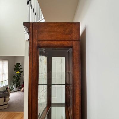 LOT 104: Curio Cabinet with Touch Light, Etched & Beveled Glass Features