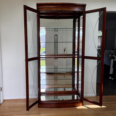 LOT 104: Curio Cabinet with Touch Light, Etched & Beveled Glass Features