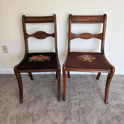 LOT 500: Vintage Chairs w/Needlepoint Seats