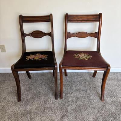 LOT 500: Vintage Chairs w/Needlepoint Seats