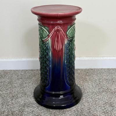 LOT 501: Vintage Majolica Style Ceramic Pedestal