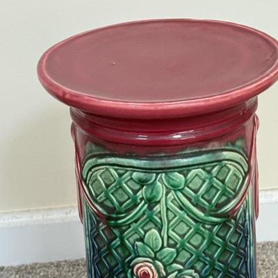 LOT 501: Vintage Majolica Style Ceramic Pedestal