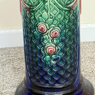 LOT 501: Vintage Majolica Style Ceramic Pedestal