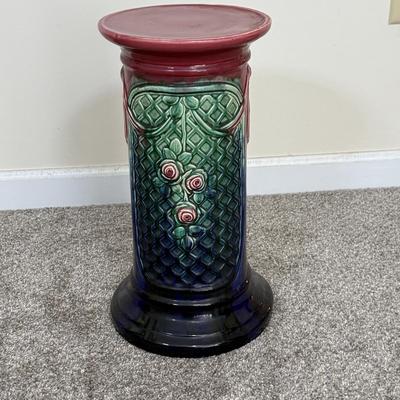 LOT 501: Vintage Majolica Style Ceramic Pedestal