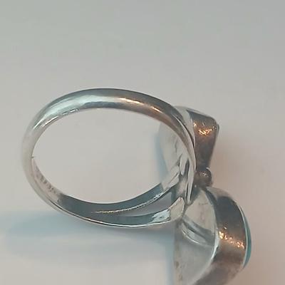 Sterling double turquoise statement ring Size 7