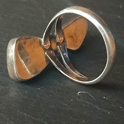 Sterling double turquoise statement ring Size 7
