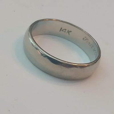 14K engraved "First Love" white gold wedding / engagement band Size 7