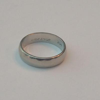 14K engraved "First Love" white gold wedding / engagement band Size 7