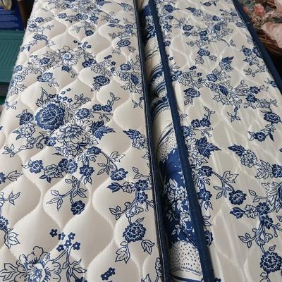 Twin sized bed nice wooden headboard bed with bedding and excellent older mattress and Boxsprings