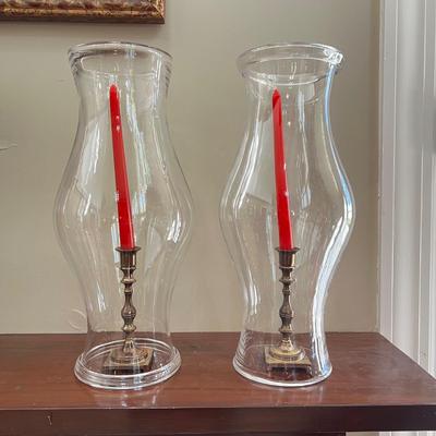 Sale Photo Thumbnail #2043: Hurricane globes measure 18”H by 8 Diameter