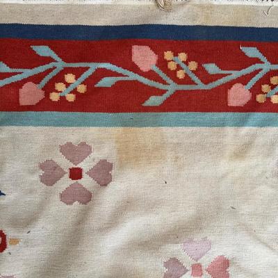 Sale Photo Thumbnail #2054: Measures 8’10” x 11’8” 
Rug has a lot of stains see photos. One side of fringe is more damaged than the other side