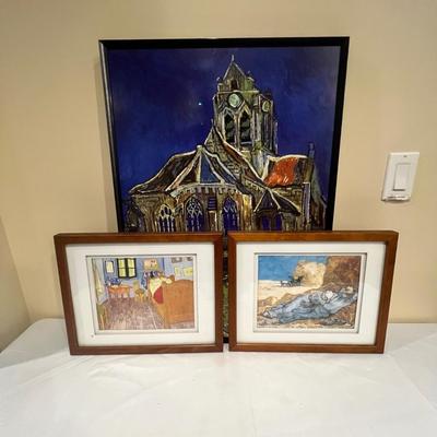 Van Gogh Framed Prints - “The Siesta”, “Bedroom in Arles” & “The Church at Auvers” (BD-RG)
