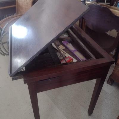 Antique Drafting Desk Worktable