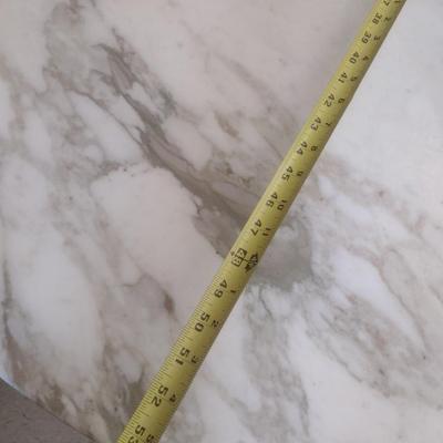 MCM Design Eero Saarinen Inspired Tulip Style Dining Table Marble Top with Cast Metal Base 53"