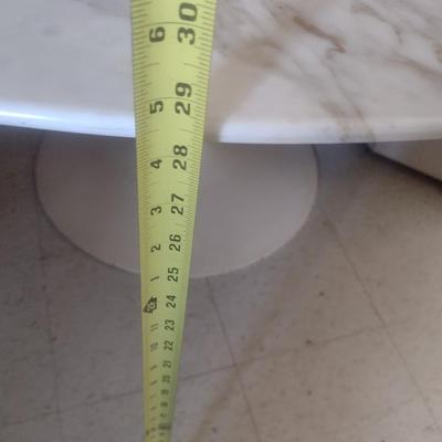 MCM Design Eero Saarinen Inspired Tulip Style Dining Table Marble Top with Cast Metal Base 53"