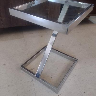 MCM Design Chrome and Glass 'Z' End Table