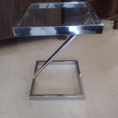MCM Design Chrome and Glass 'Z' End Table