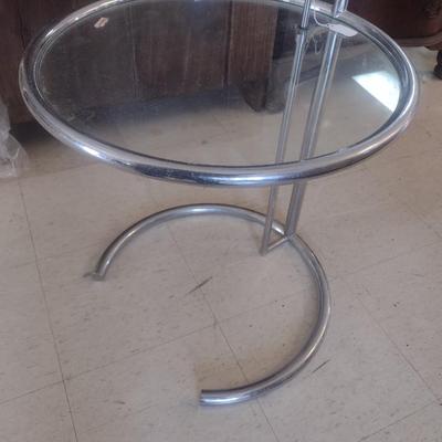 Contemporary Design Eileen Gray Inspired Chrome and Glass End Table