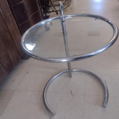Contemporary Design Eileen Gray Inspired Chrome and Glass End Table