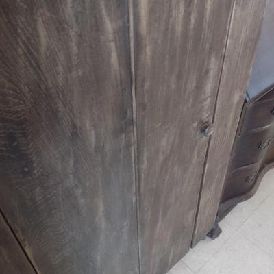 Antique Primitive Single Door Wood Storage Cupboard