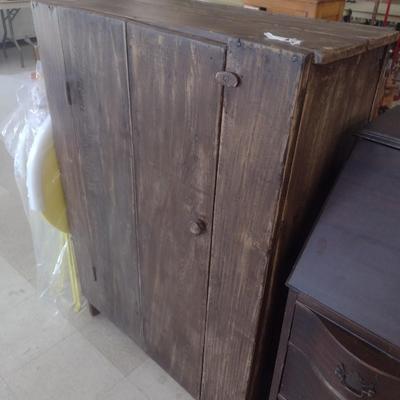 Antique Primitive Single Door Wood Storage Cupboard