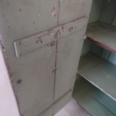 Antique Primitive Single Door Wood Storage Cupboard
