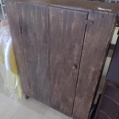 Antique Primitive Single Door Wood Storage Cupboard