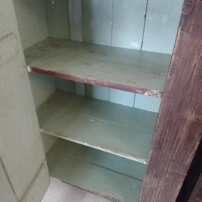 Antique Primitive Single Door Wood Storage Cupboard