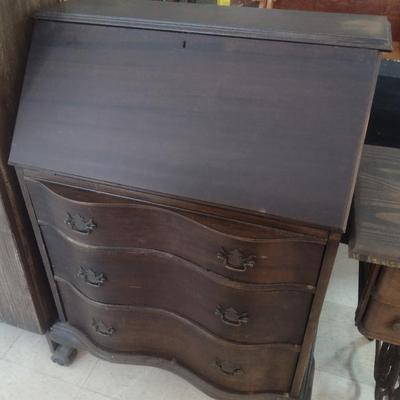 Chippendale Style Serpentine Front Drop Front Secretary