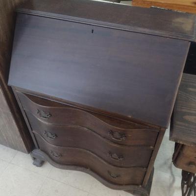 Chippendale Style Serpentine Front Drop Front Secretary