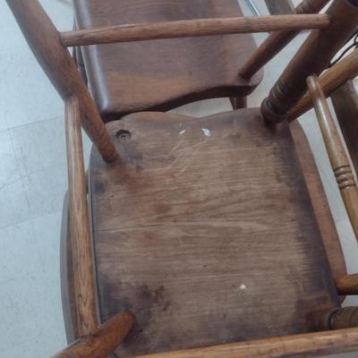 Set of Four Matching Antique Farmhouse Wood Chairs