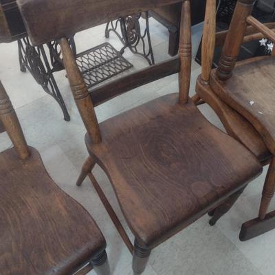 Set of Four Matching Antique Farmhouse Wood Chairs