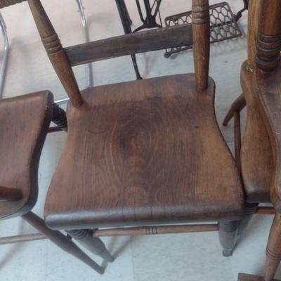 Set of Four Matching Antique Farmhouse Wood Chairs