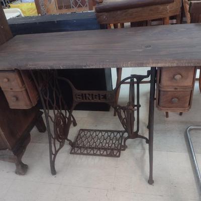 Vintage Cast Base Singer Sewing Machine Treadle Accent Table