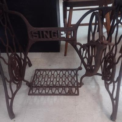 Vintage Cast Base Singer Sewing Machine Treadle Accent Table