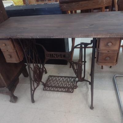 Vintage Cast Base Singer Sewing Machine Treadle Accent Table