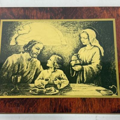 Holy Family Decopaged on wood