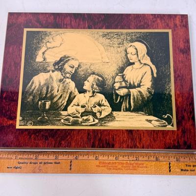 Holy Family Decopaged on wood