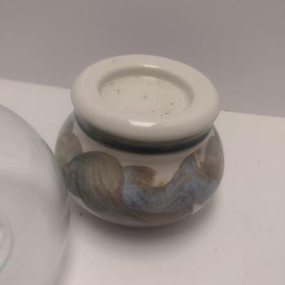 Large Hand Painted Pottery Candle Lamp