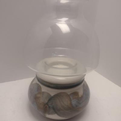 Large Hand Painted Pottery Candle Lamp