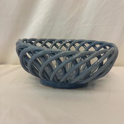 Pottery Basket Bowl & Teal Glazed Bowl (K-MG)