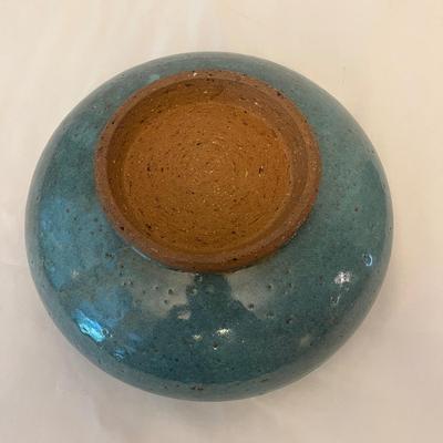 Pottery Basket Bowl & Teal Glazed Bowl (K-MG)