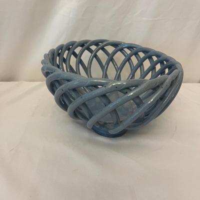 Pottery Basket Bowl & Teal Glazed Bowl (K-MG)