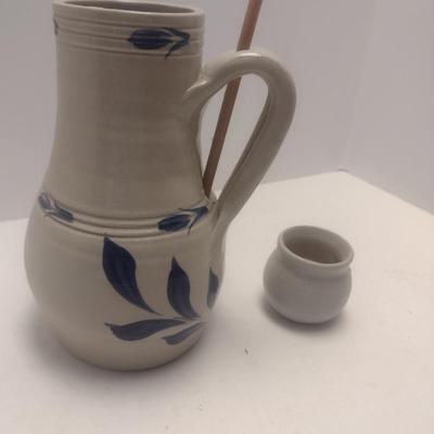 Pair of Williamsburg Pottery Bird Bottle and Tea Light Cup