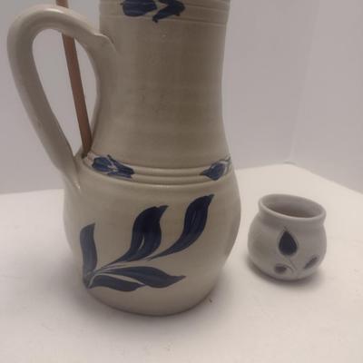 Pair of Williamsburg Pottery Bird Bottle and Tea Light Cup
